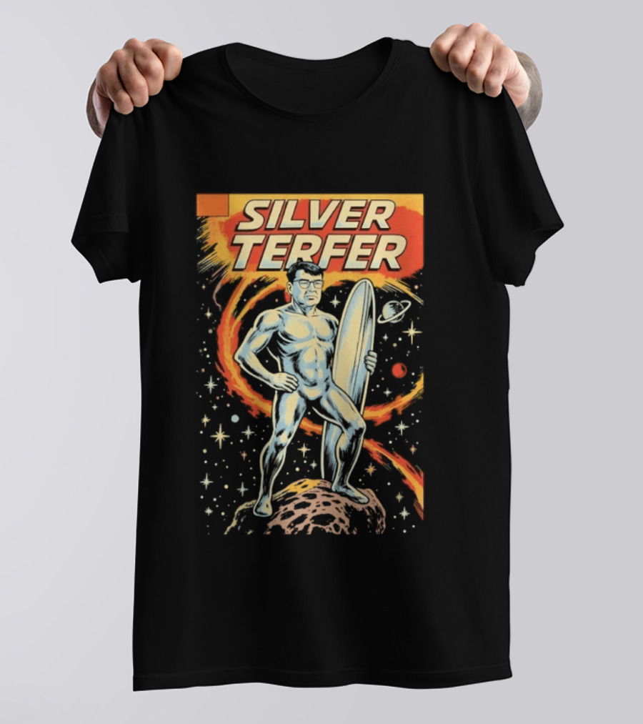 Silver Terfer Cosmic Voyager Retro Comic T-Shirt