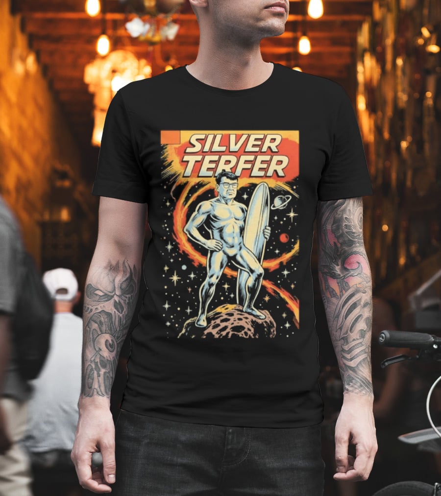 Silver Terfer Cosmic Voyager Retro Comic T-Shirt