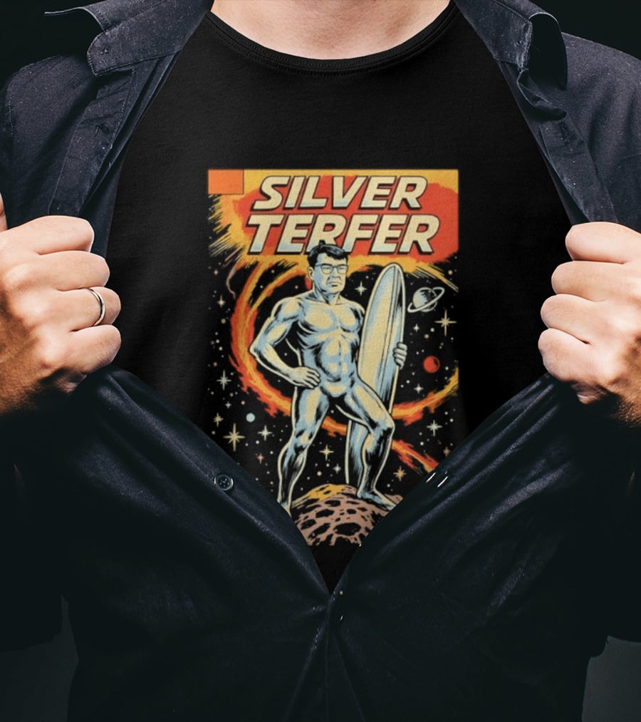 Silver Terfer Cosmic Voyager Retro Comic T-Shirt