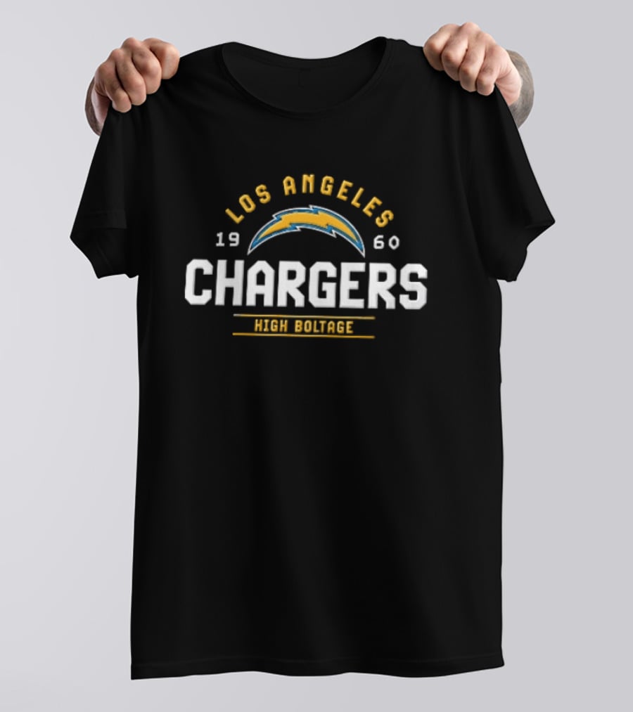 Los Angeles Chargers 1960 High Boltage Lightning Arc T-Shirt