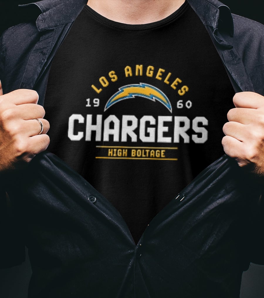 Los Angeles Chargers 1960 High Boltage Lightning Arc T-Shirt