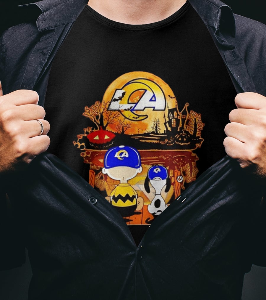 Los Angeles Rams Halloween With Charlie Brown And Snoopy T-Shirt