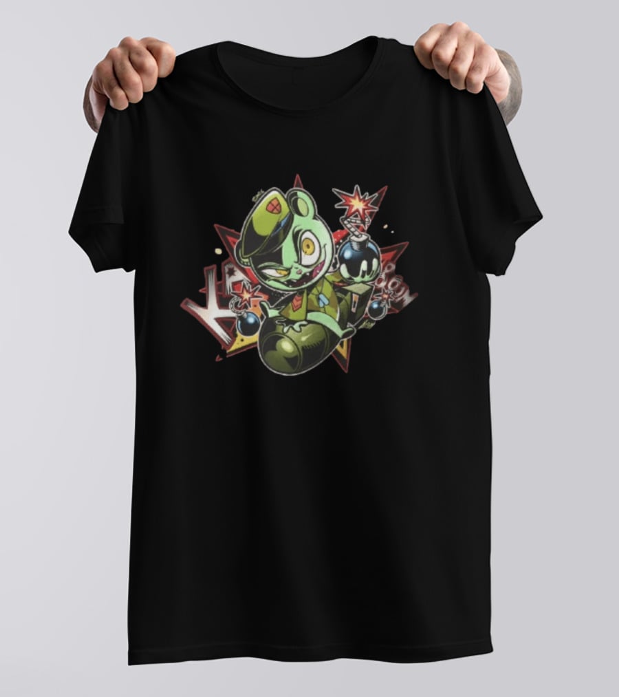 Flippy Happy Tree Friends 2026 Cartoon Character Holding Explosive Bombs T-Shirt