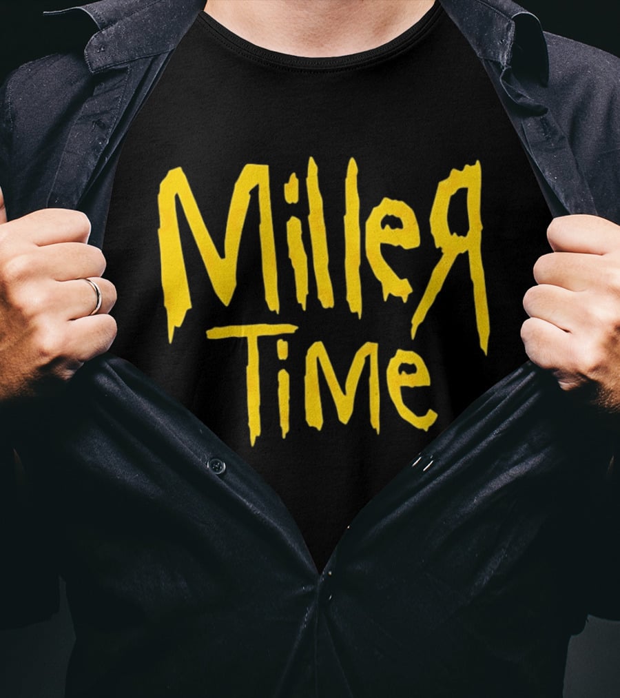 Miller Time Catchphrase Beer Culture Vintage Style Retro Yellow T-Shirt