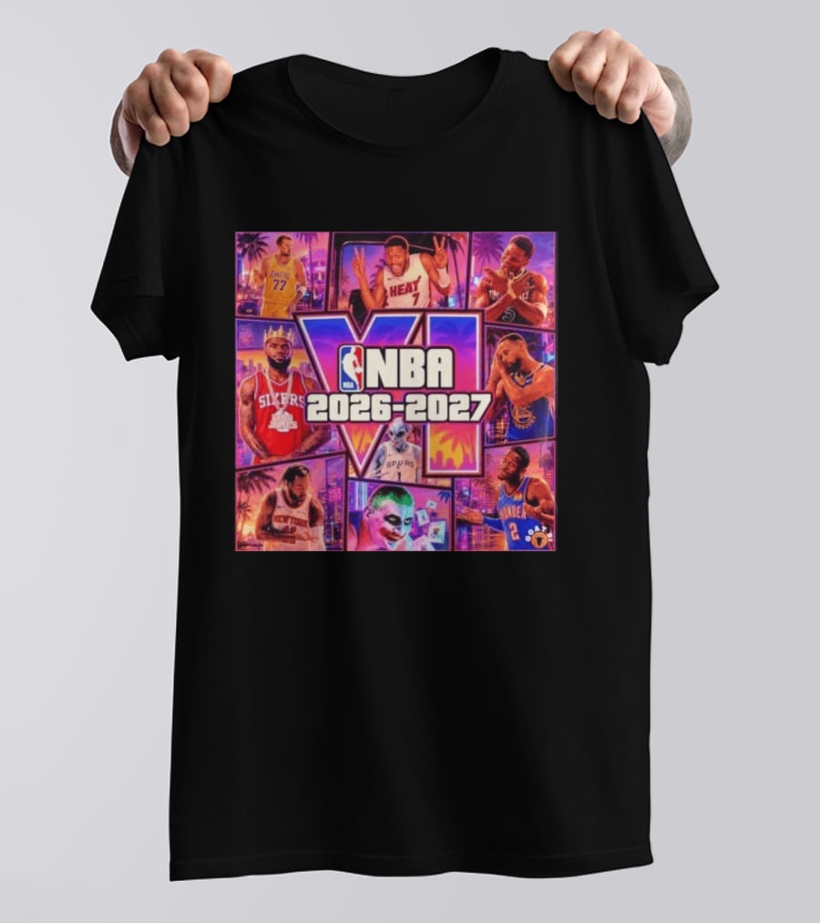 NBA 2026 2027 Grand Theft Auto VI Lakers Heat Bucks Sixers Spurs Joker Thunder T-Shirt