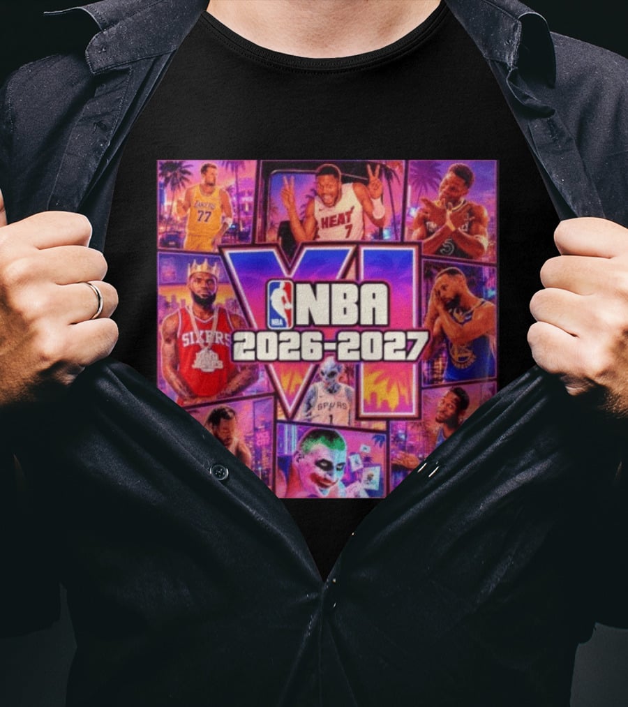 NBA 2026 2027 Grand Theft Auto VI Lakers Heat Bucks Sixers Spurs Joker Thunder T-Shirt