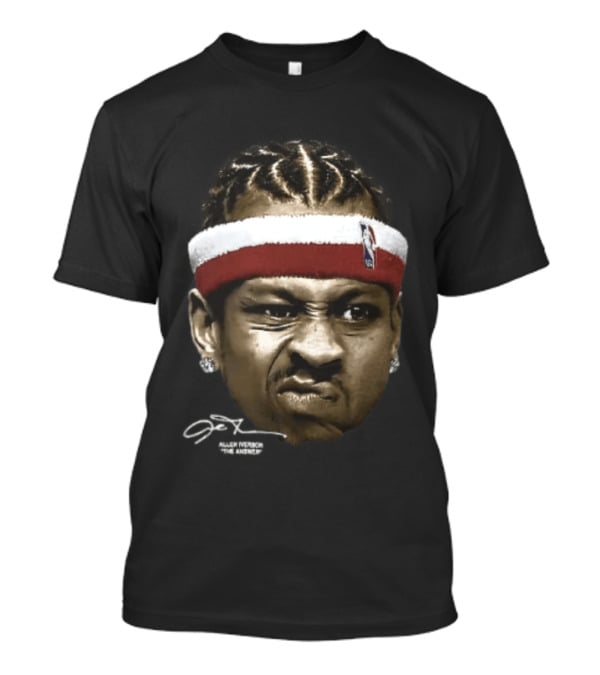 Allen Iverson Grimacing Face NBA Headband Earrings The Answer Signature T-Shirt