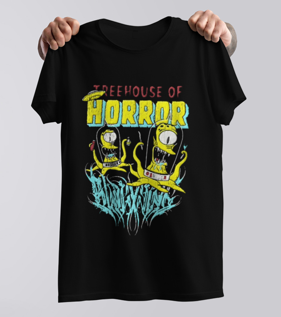 Treehouse Of Horror Kang Kodos Aliens Tentacles Distressed Cartoon T-Shirt