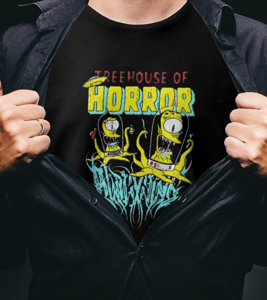 Treehouse Of Horror Kang Kodos Aliens Tentacles Distressed Cartoon T-Shirt