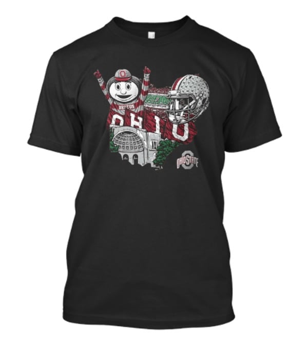 Ohio State Buckeyes Brutus Ohio Map Helmet Stadium T-Shirt