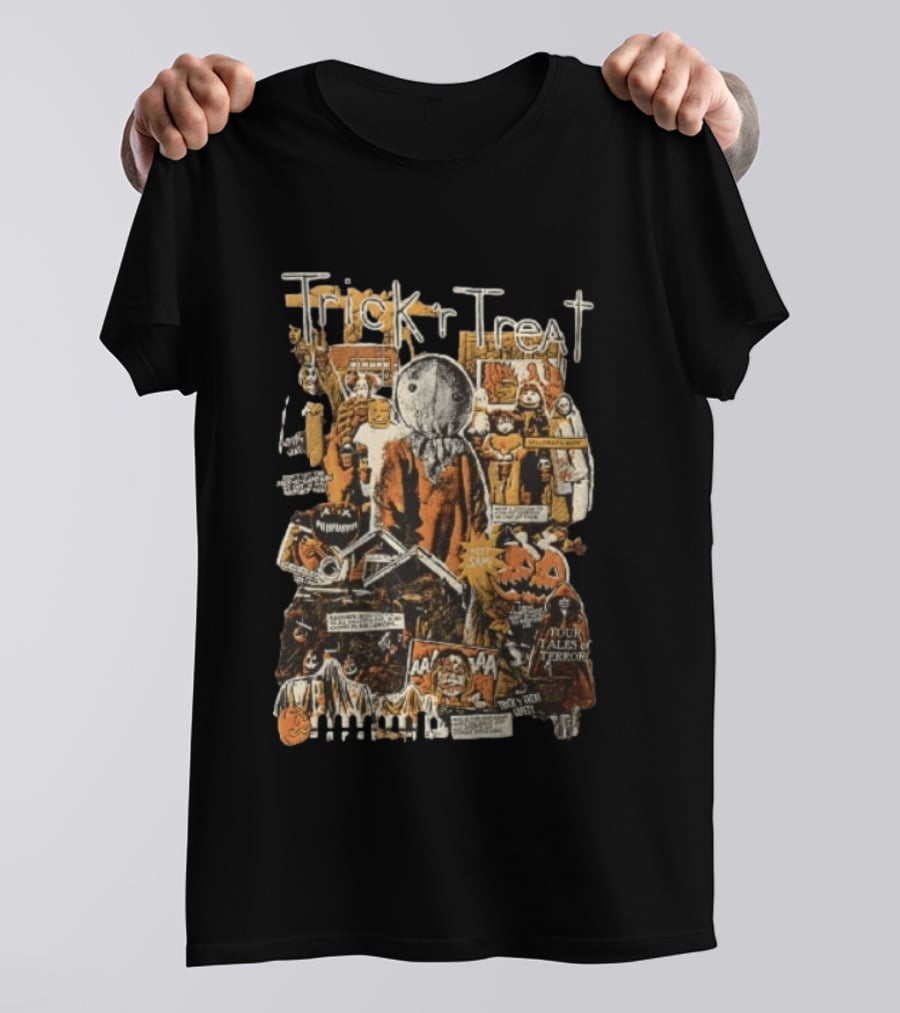 Trick R Treat Sam Halloween Four Tales Of Terror Horror Comic Collage T-Shirt
