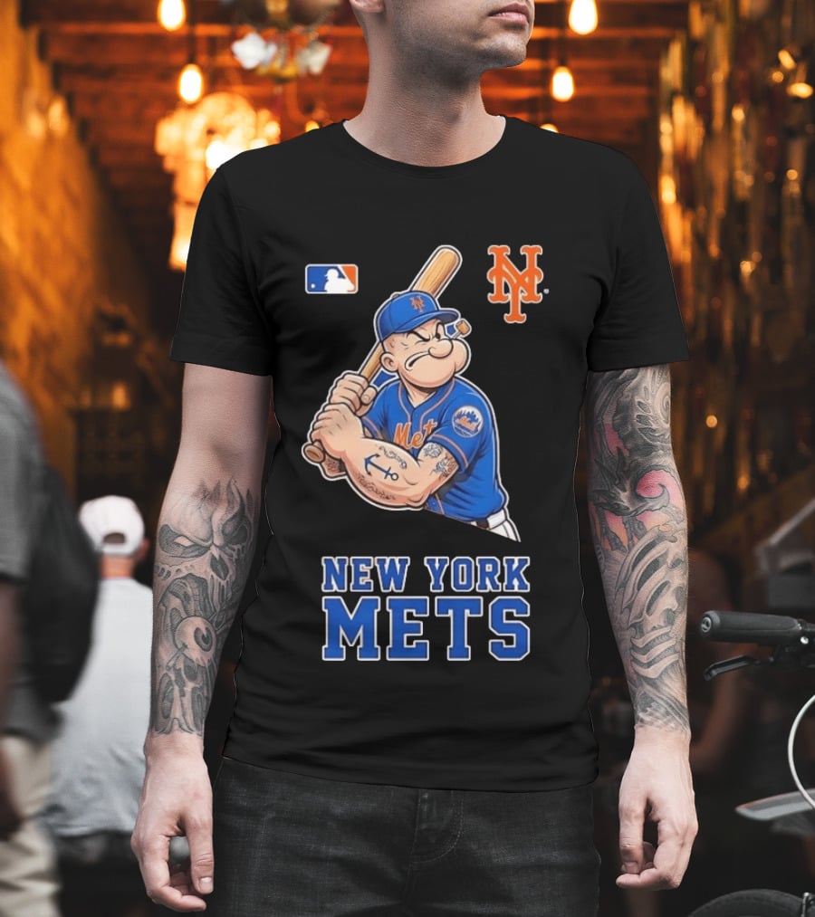 Popeye New York Mets MLB Baseball Battling Mets T-Shirt