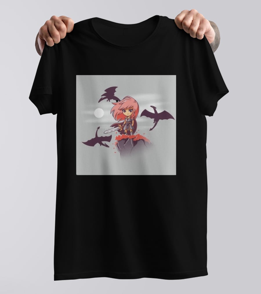 Princesse Guerrière Nerdy Anime Warrior With Sword And Dragons T-Shirt
