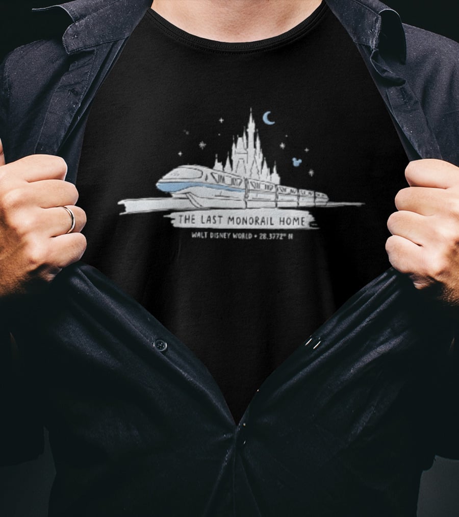 Walt Disney World Monorail Cinderella Castle The Last Monorail Home Magic Kingdom 25th Anniversary T-Shirt