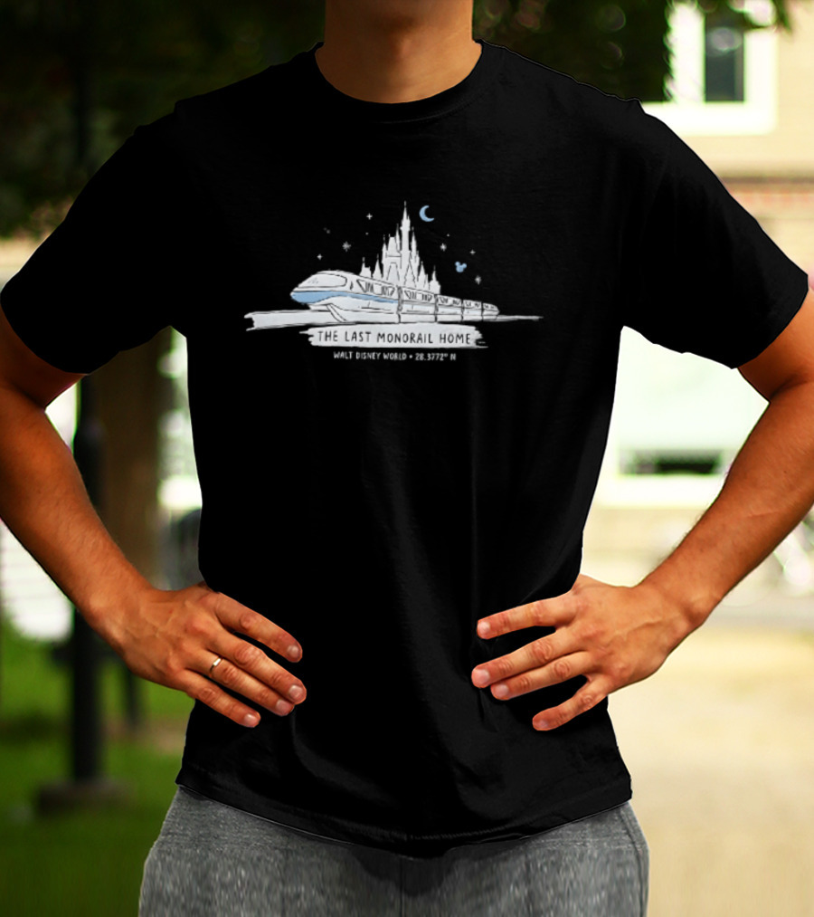 Walt Disney World Monorail Cinderella Castle The Last Monorail Home Magic Kingdom 25th Anniversary T-Shirt