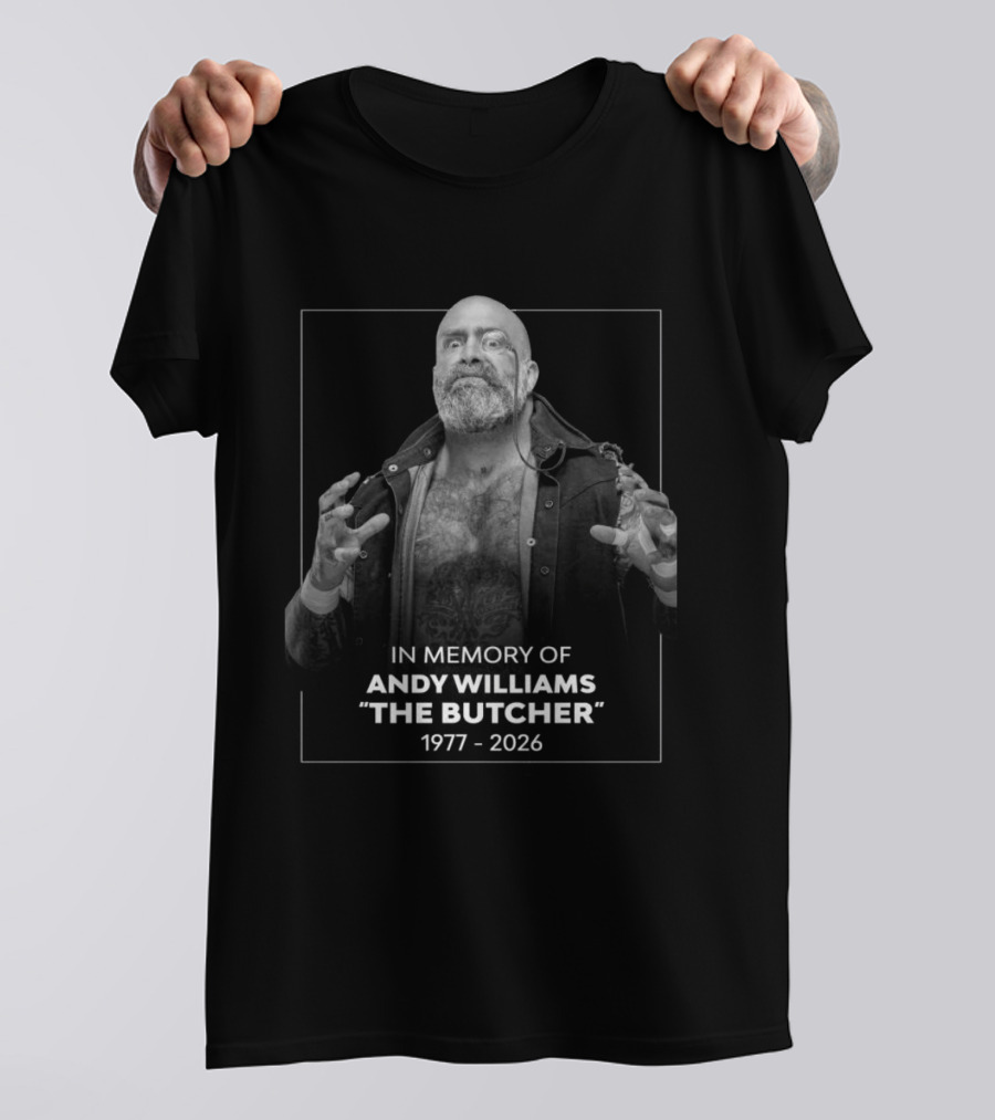 Andy Williams The Butcher AEW Memorial 1977 2026 In Memory T-Shirt