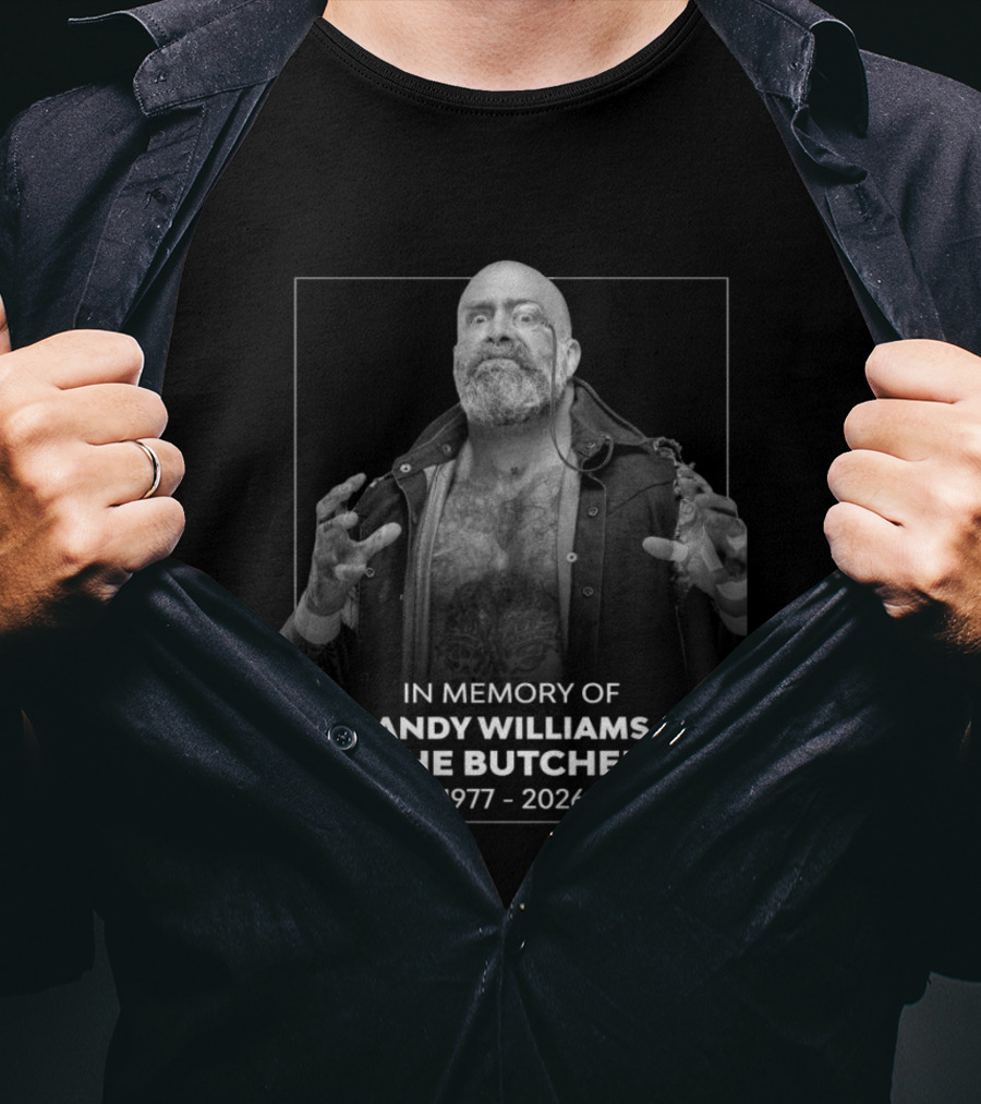 Andy Williams The Butcher AEW Memorial 1977 2026 In Memory T-Shirt