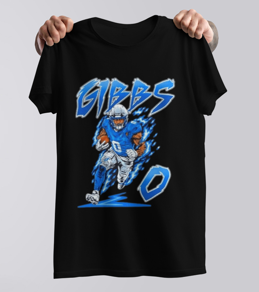 Gibbs No 0 Detroit Lions Football Player Action T-Shirt