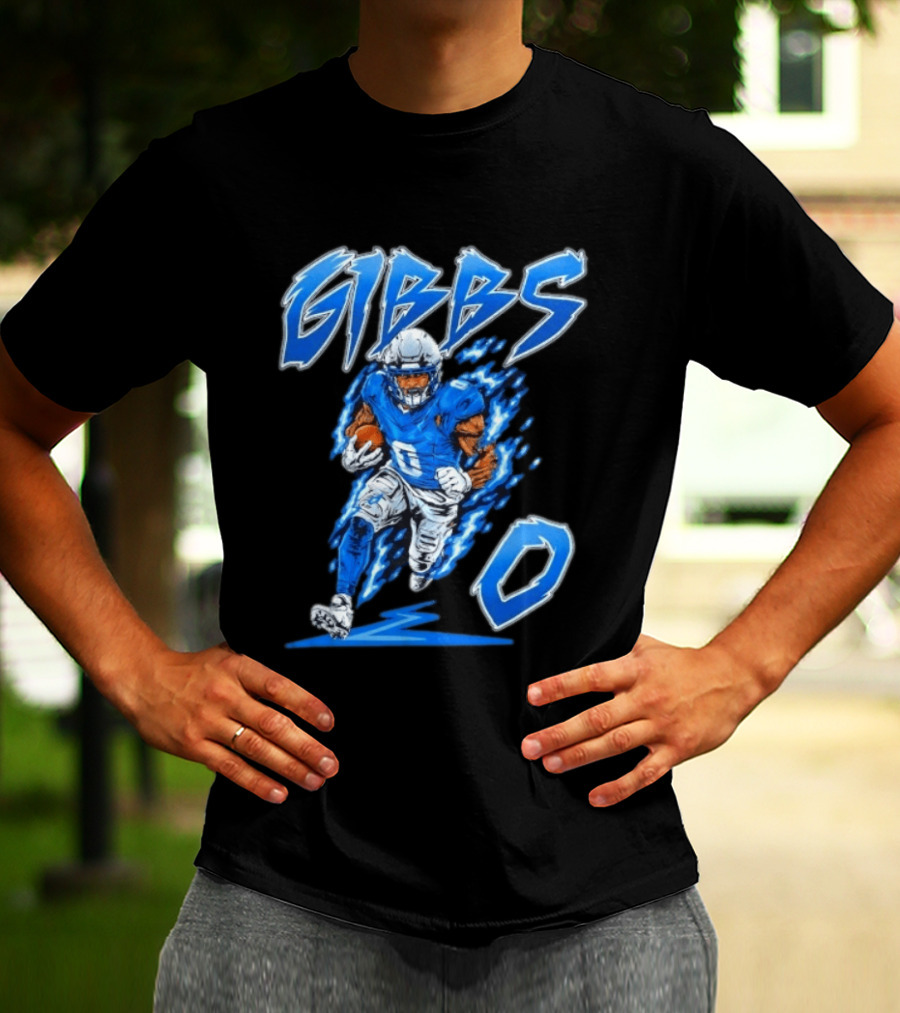 Gibbs No 0 Detroit Lions Football Player Action T-Shirt
