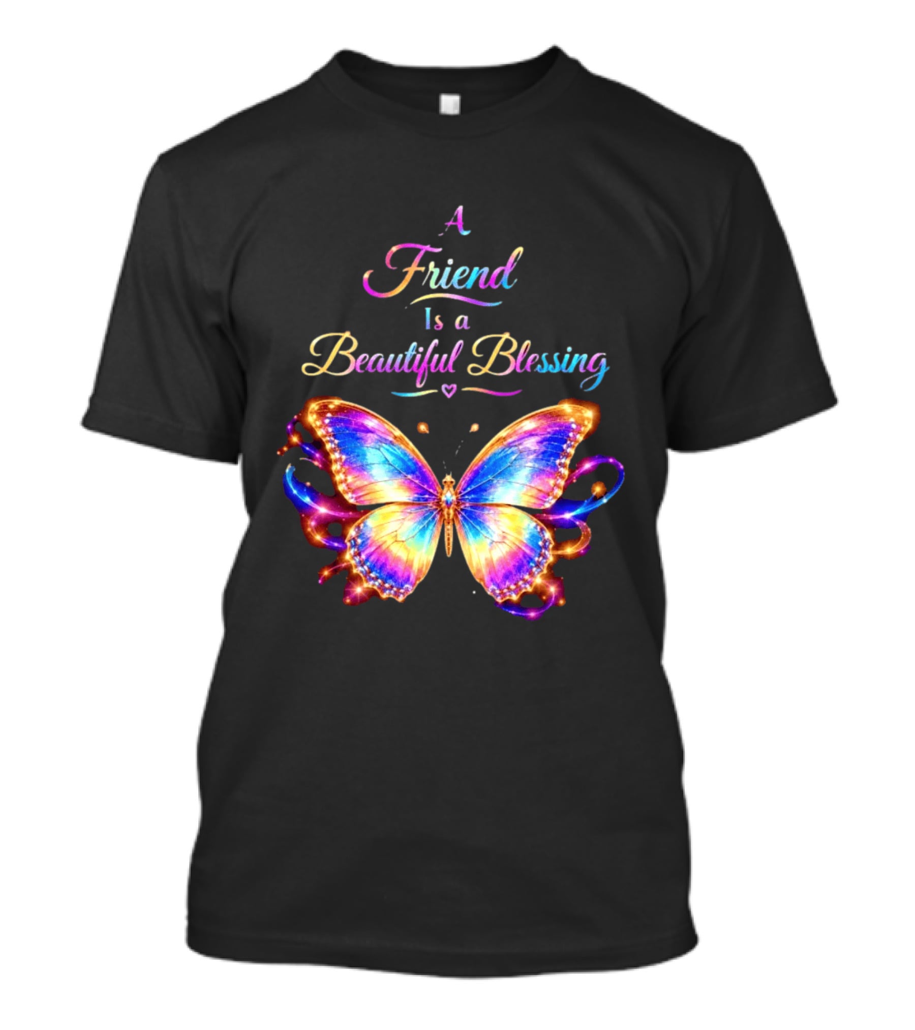 Butterfly A Friend Is A Beautiful Blessing Rainbow T-Shirt