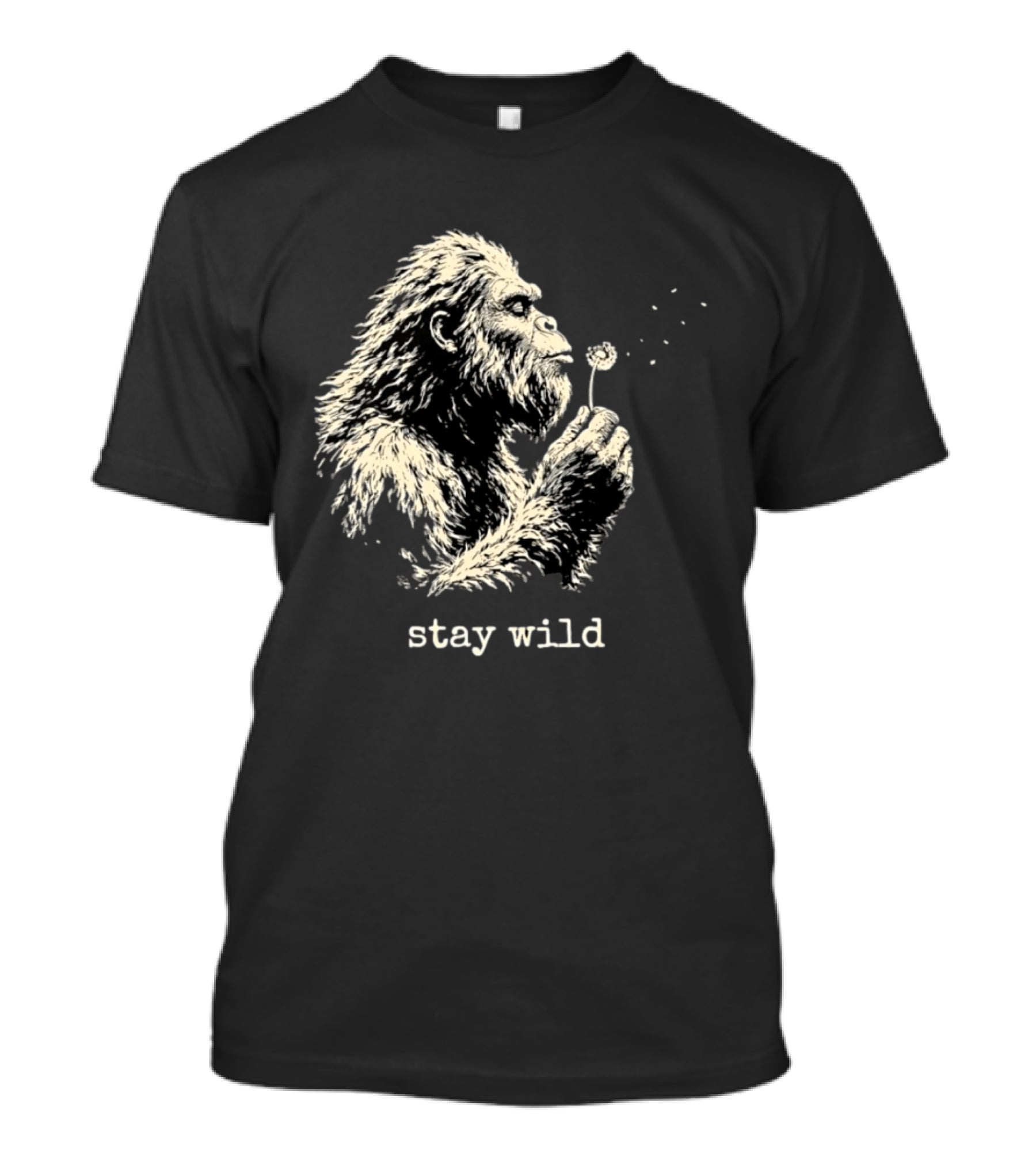 Stay Wild Bigfoot Blowing Dandelion Seeds T-Shirt