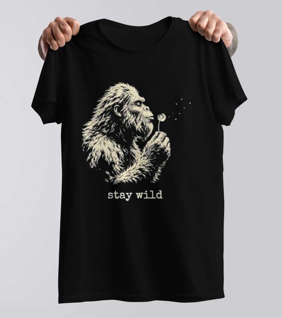 Stay Wild Bigfoot Blowing Dandelion Seeds T-Shirt