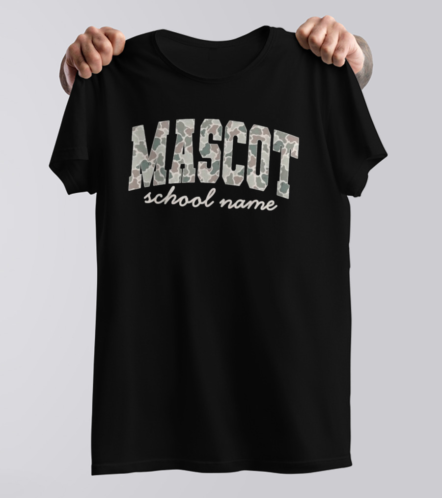 Mascot Camouflage School Name Back To School T-Shirt