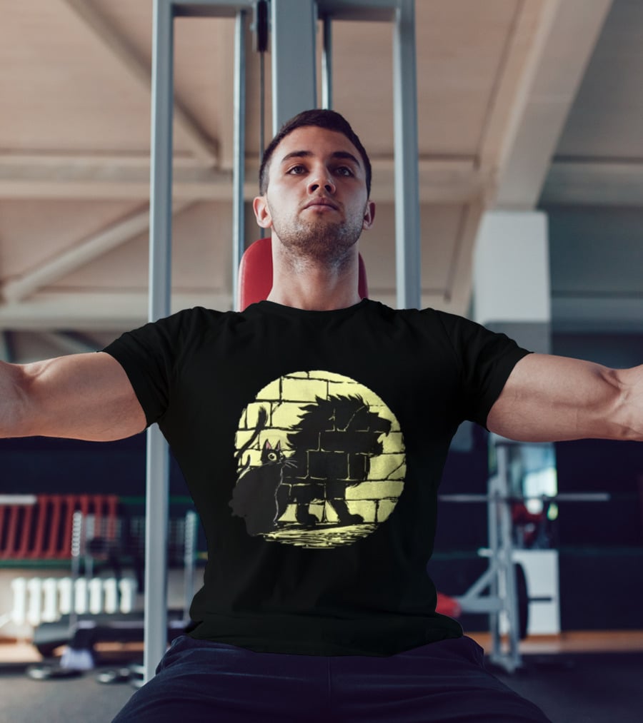 Lion Shadow Black Cat Courageous Kitten Moon T-Shirt