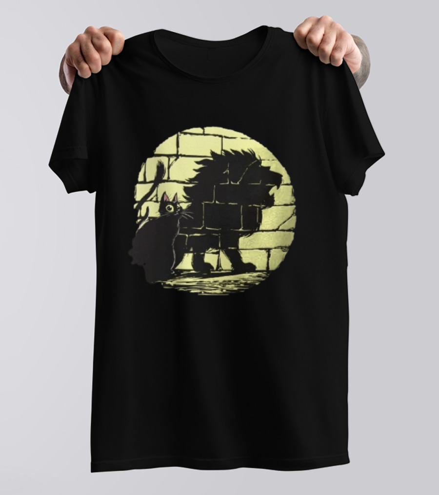 Lion Shadow Black Cat Courageous Kitten Moon T-Shirt