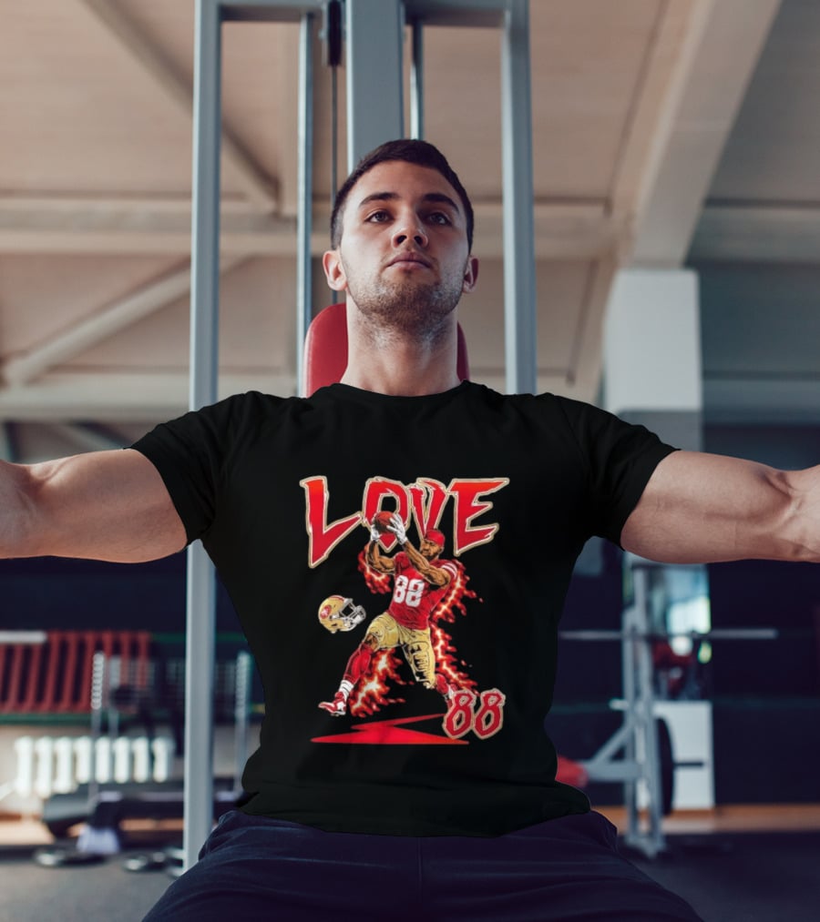 Daejon Love San Francisco 49ers No 88 Football Star Catching Action T-Shirt