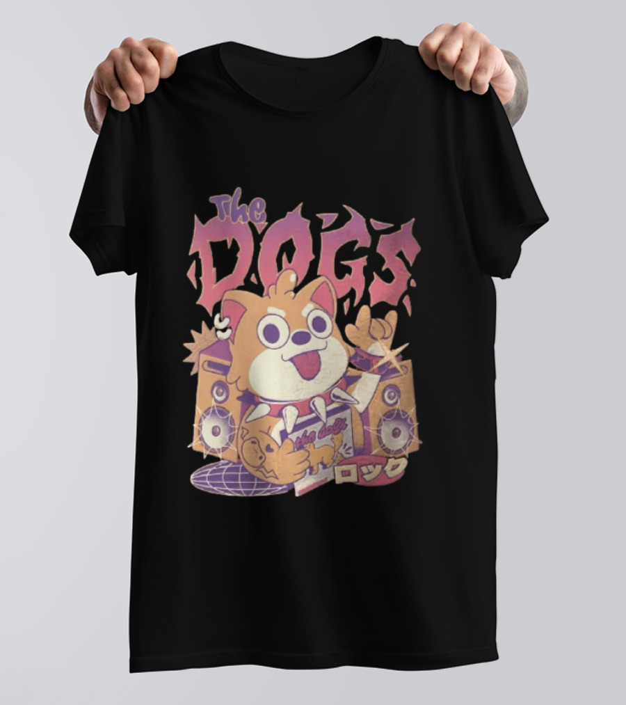 The Dogs Rock Shiba Inu Puppy Punk Rock Music Band With Speakers T-Shirt