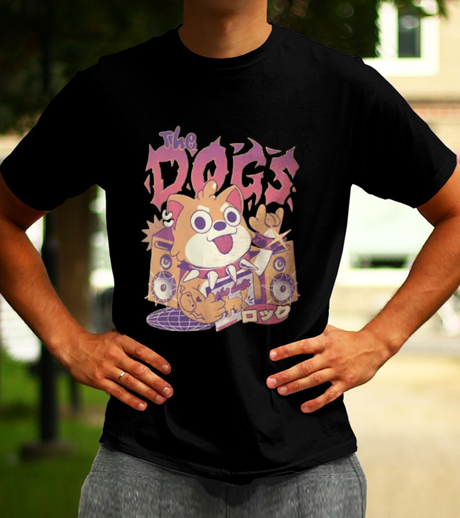 The Dogs Rock Shiba Inu Puppy Punk Rock Music Band With Speakers T-Shirt