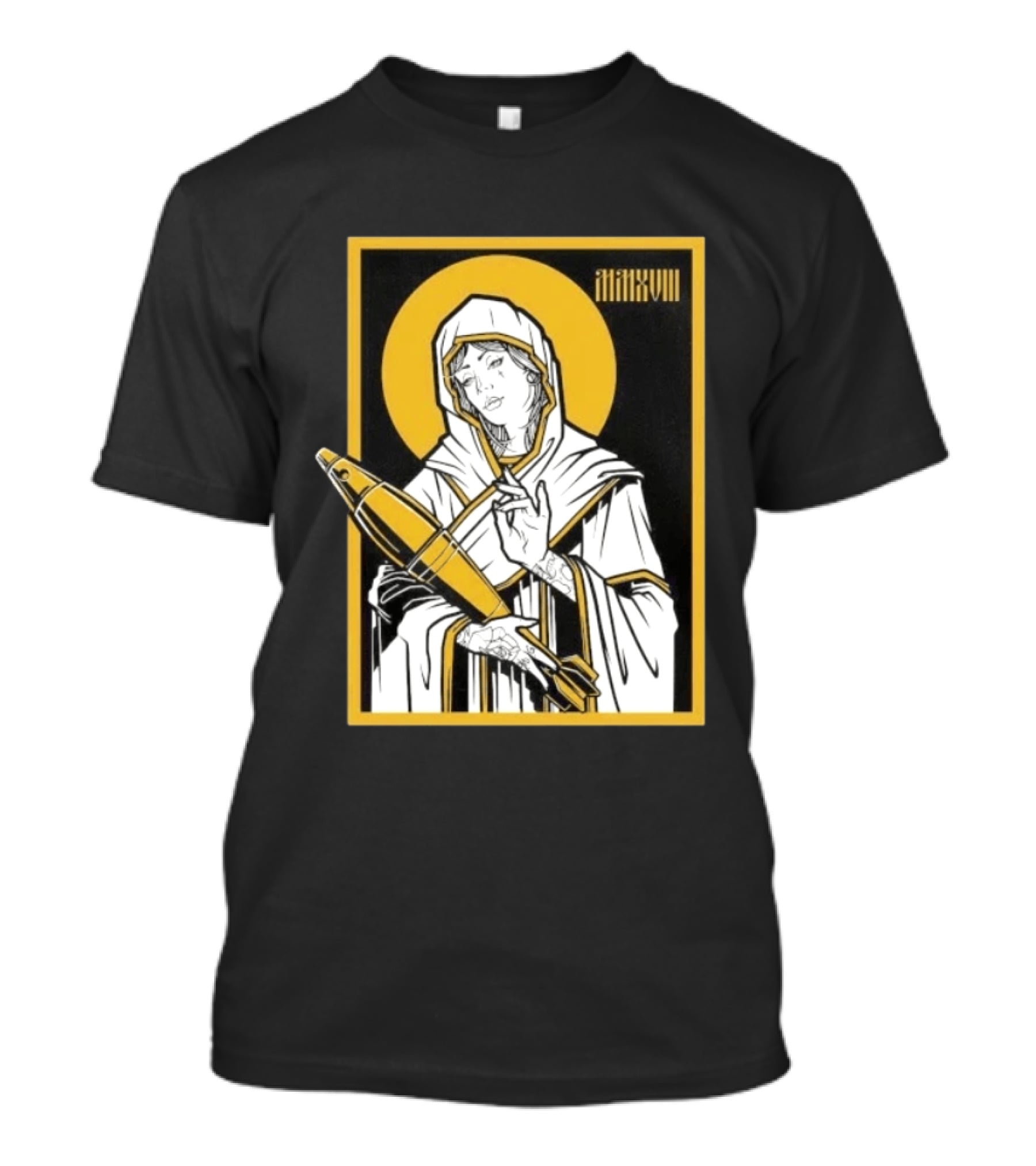 Mortar Mary MMXVIII Religious Iconography Halo And Missile T-Shirt