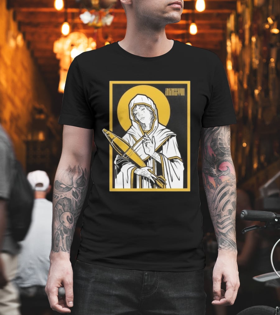 Mortar Mary MMXVIII Religious Iconography Halo And Missile T-Shirt
