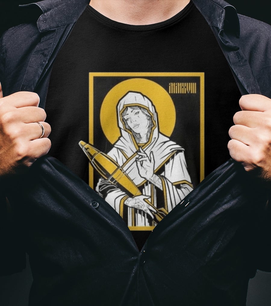 Mortar Mary MMXVIII Religious Iconography Halo And Missile T-Shirt