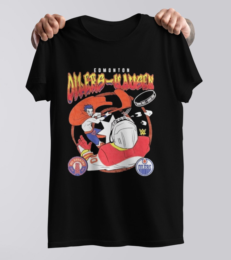 Edmonton Oilers Hausen Very Nice Very Evil WWE Summer Tour T-Shirt