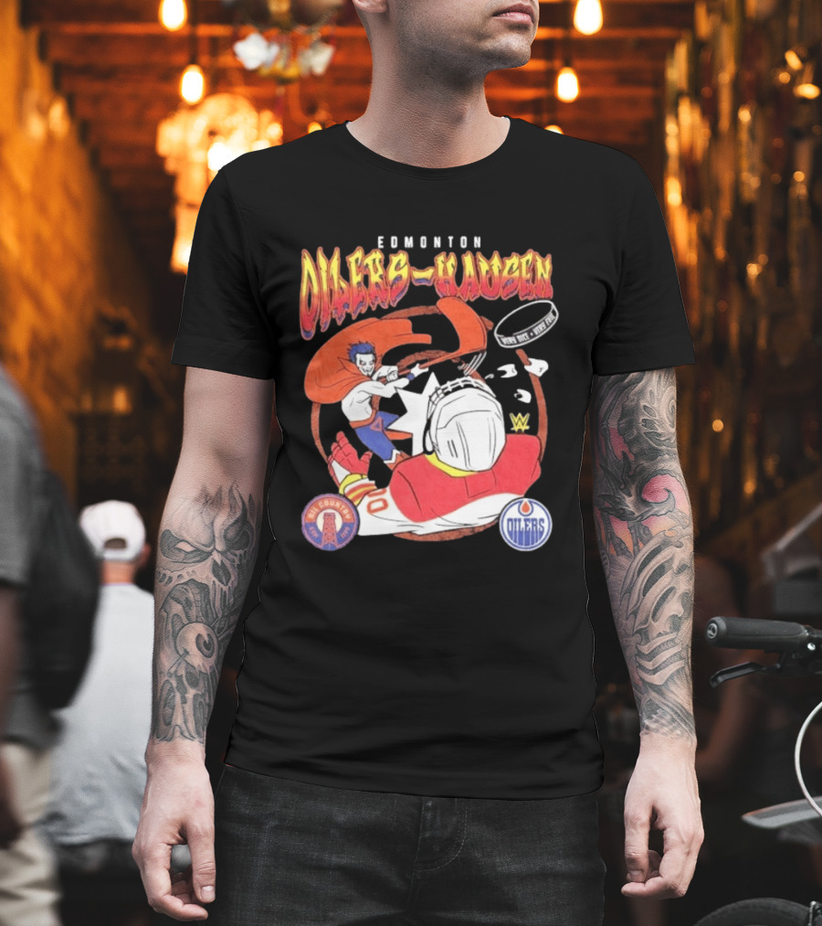 Edmonton Oilers Hausen Very Nice Very Evil WWE Summer Tour T-Shirt