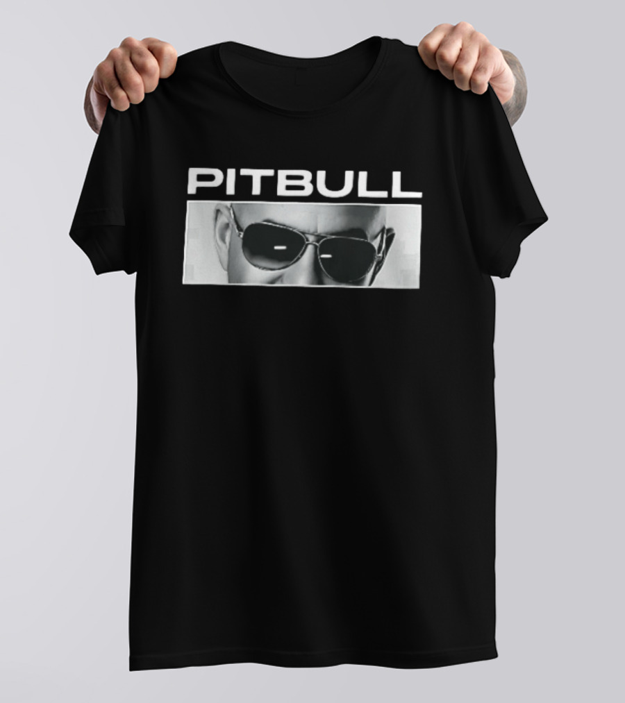 Pitbull Monochrome Aviator Sunglasses Close Up T-Shirt