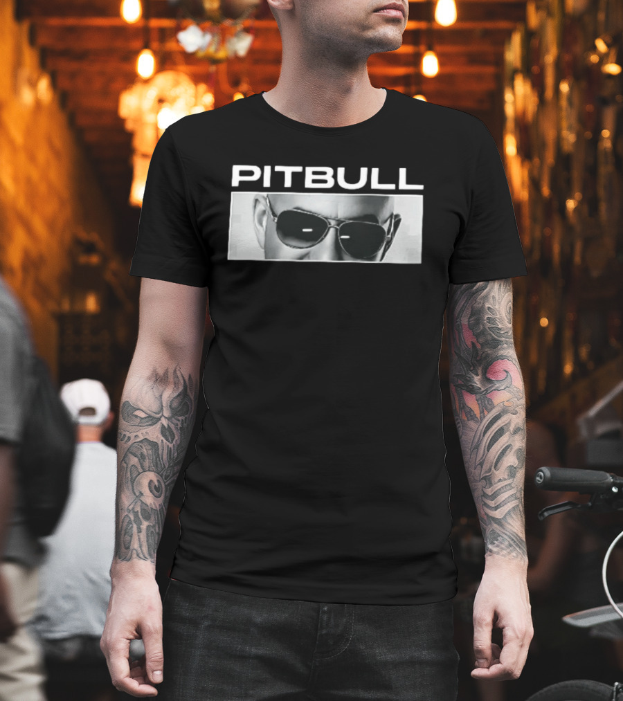 Pitbull Monochrome Aviator Sunglasses Close Up T-Shirt