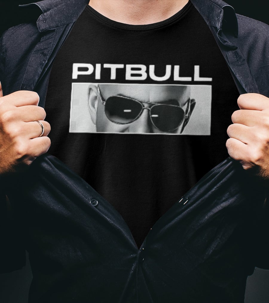 Pitbull Monochrome Aviator Sunglasses Close Up T-Shirt