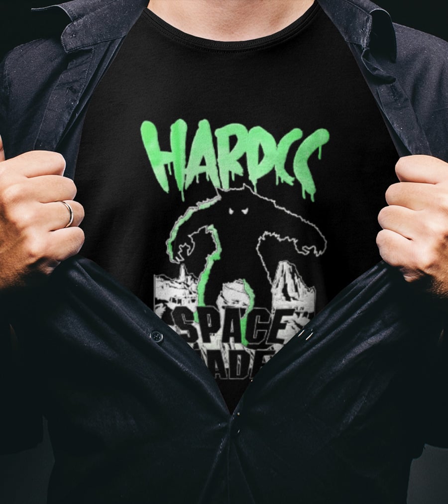 Hardcore Bigfoot Space Invaders Monster Desert Scene T-Shirt