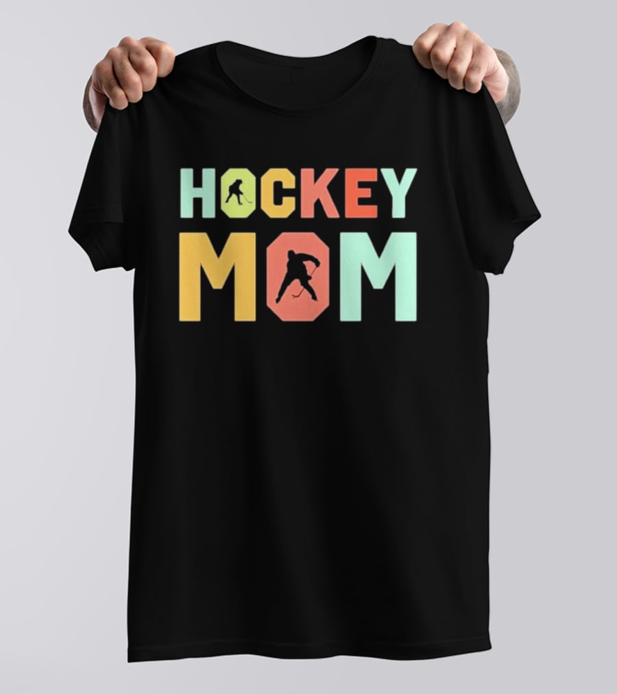 Hockey Mom Mother's Day Skating Silhouette Multicolor T-Shirt