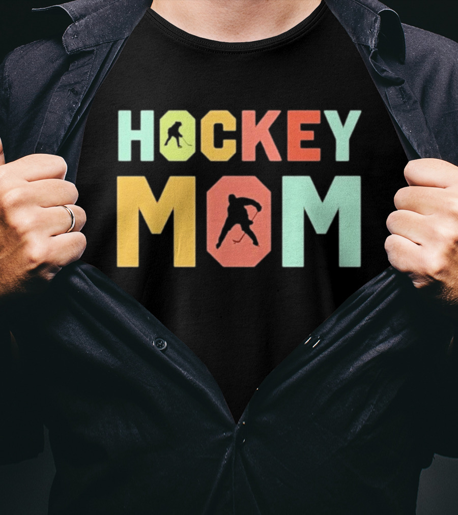 Hockey Mom Mother's Day Skating Silhouette Multicolor T-Shirt