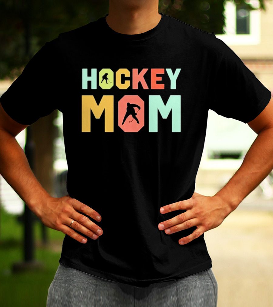 Hockey Mom Mother's Day Skating Silhouette Multicolor T-Shirt