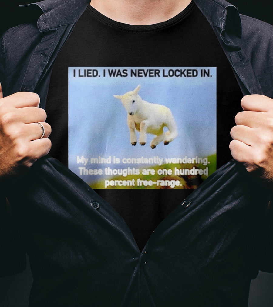 I Lied I Was Never Locked In My Mind Is Constantly Wandering These Thoughts Are One Hundred Percent Free Range T-Shirt
