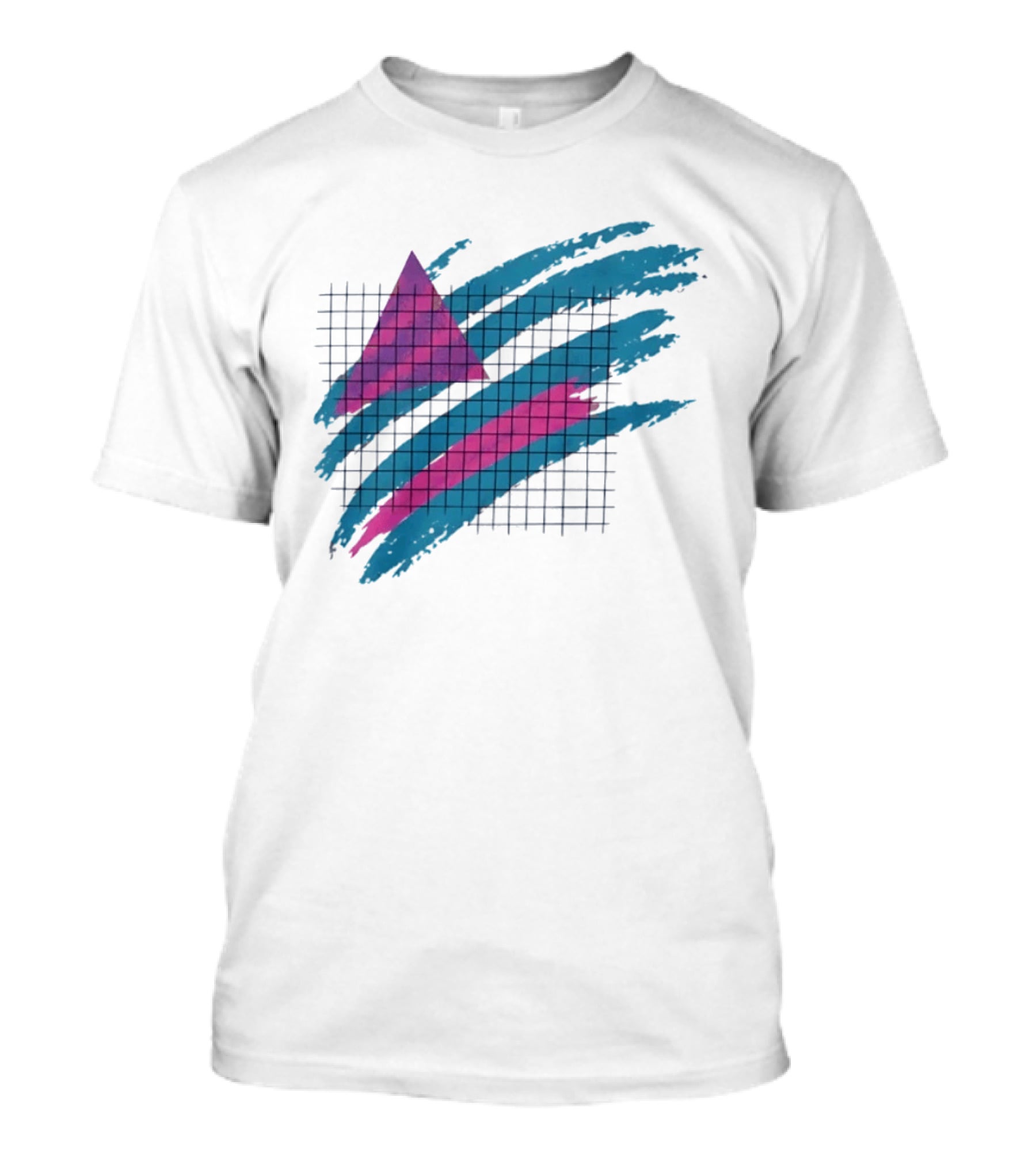 90s Neon Geometric Triangle Grid Retro Aesthetic T-Shirt