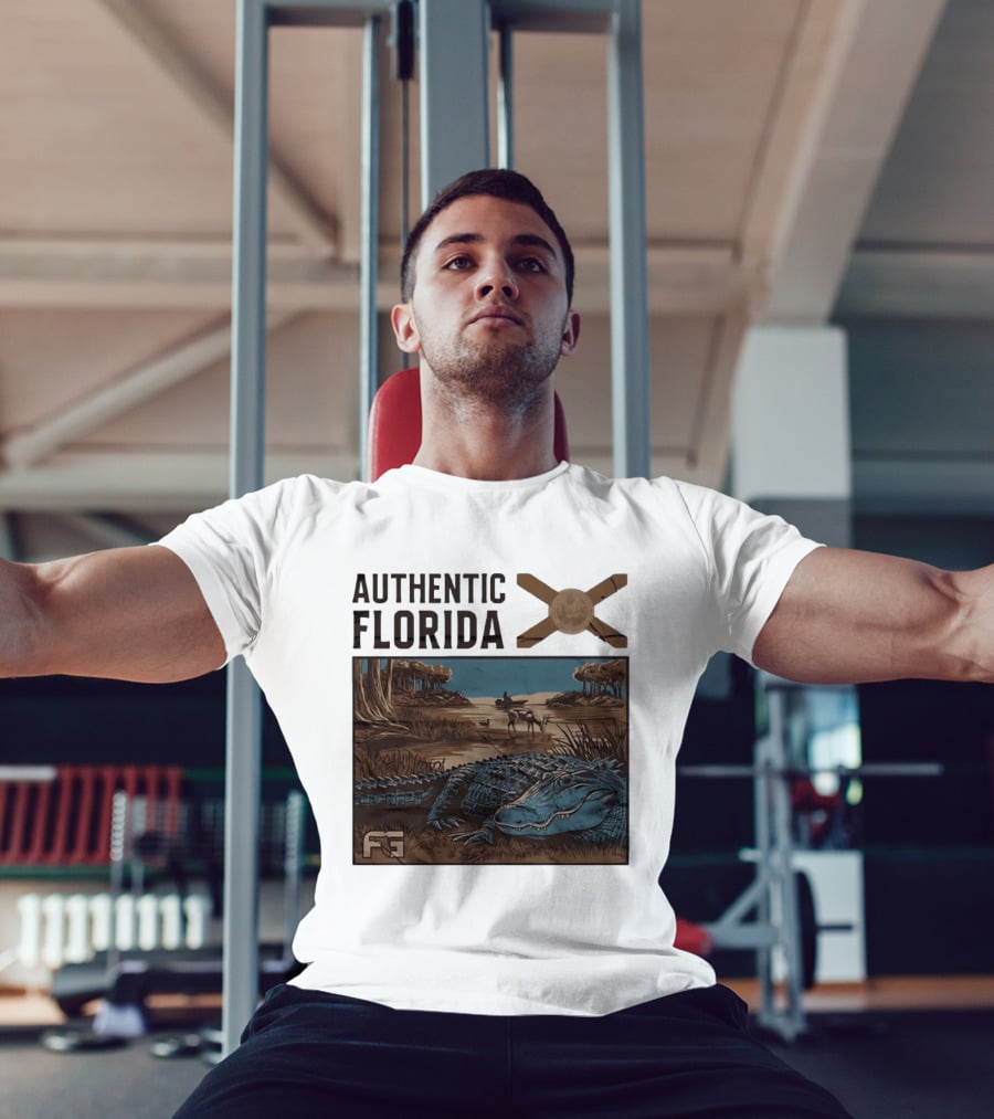 Authentic Florida Alligator With Canoe And Nature Scene T-Shirt
