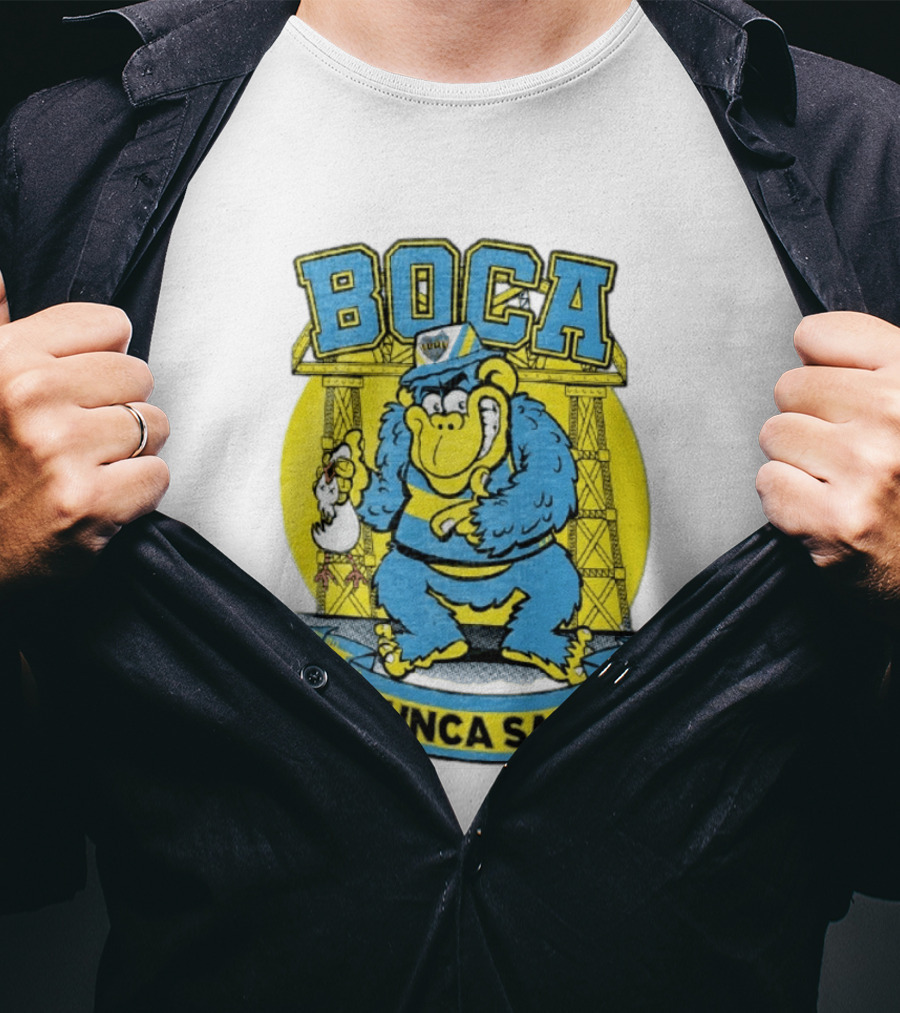 Boca Juniors Gorilla Wearing Cap Holding Chicken Boca Nunca Sapo T-Shirt