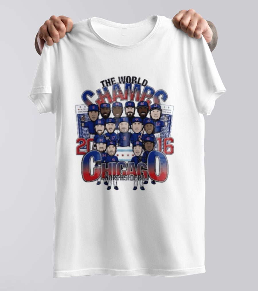 Chicago Cubs MLB The World Champs 2016 Northsiders Cartoon Caricature Roster T-Shirt