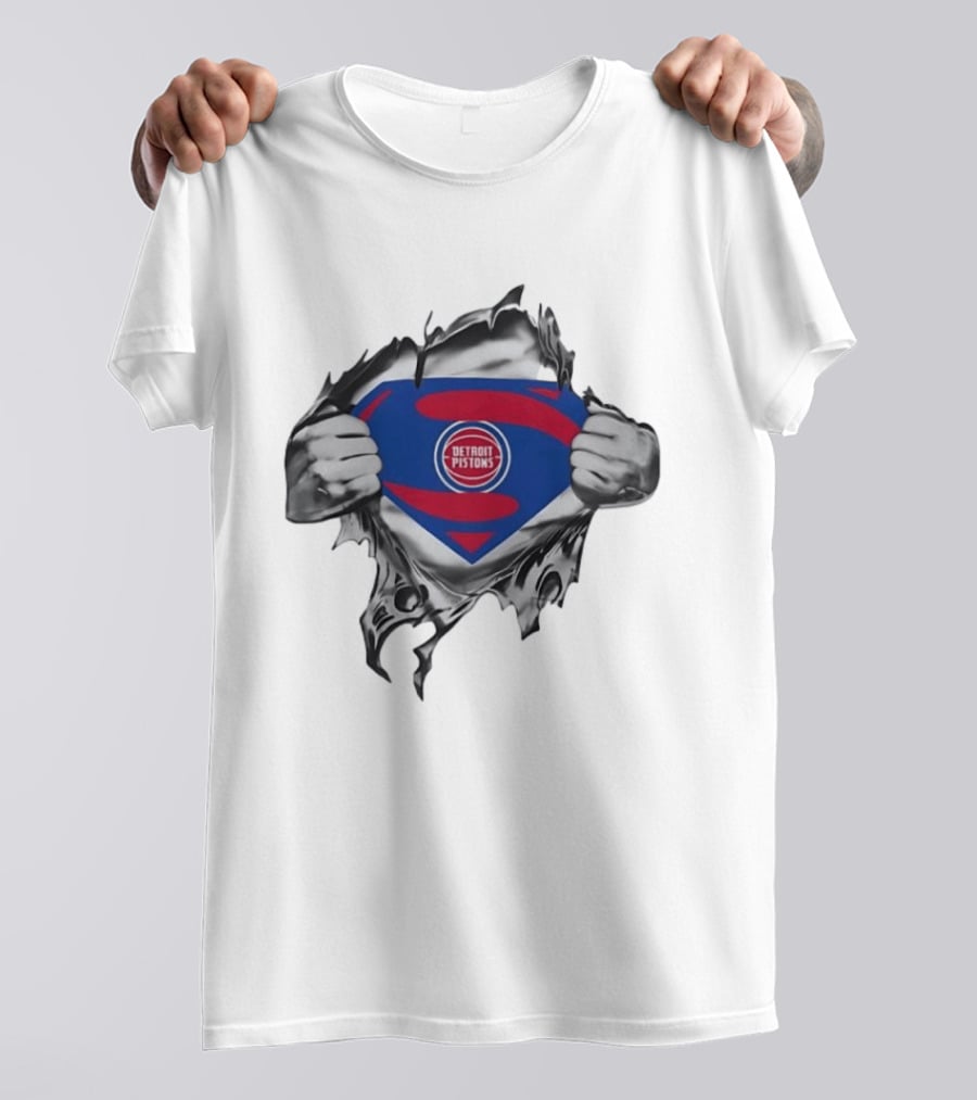 Detroit Pistons Superman Logo NBA Basketball Fan T-Shirt